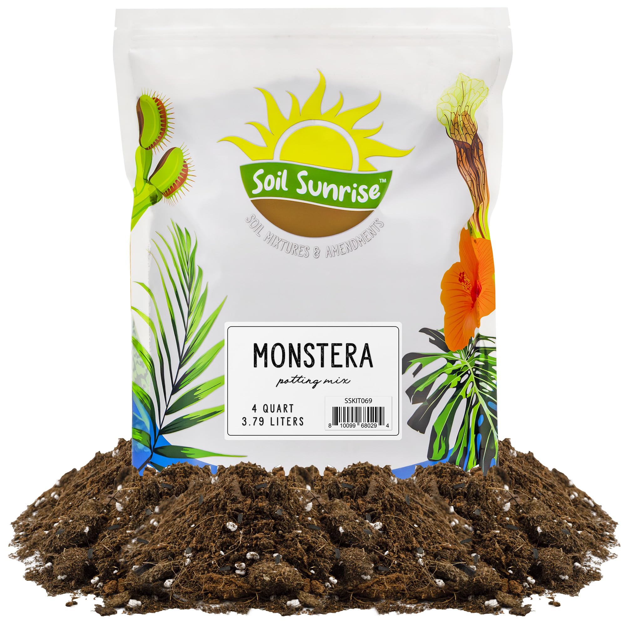 Soil Sunrise Monstera soil mix image demonstrating 4 quart packaging for Monstera care