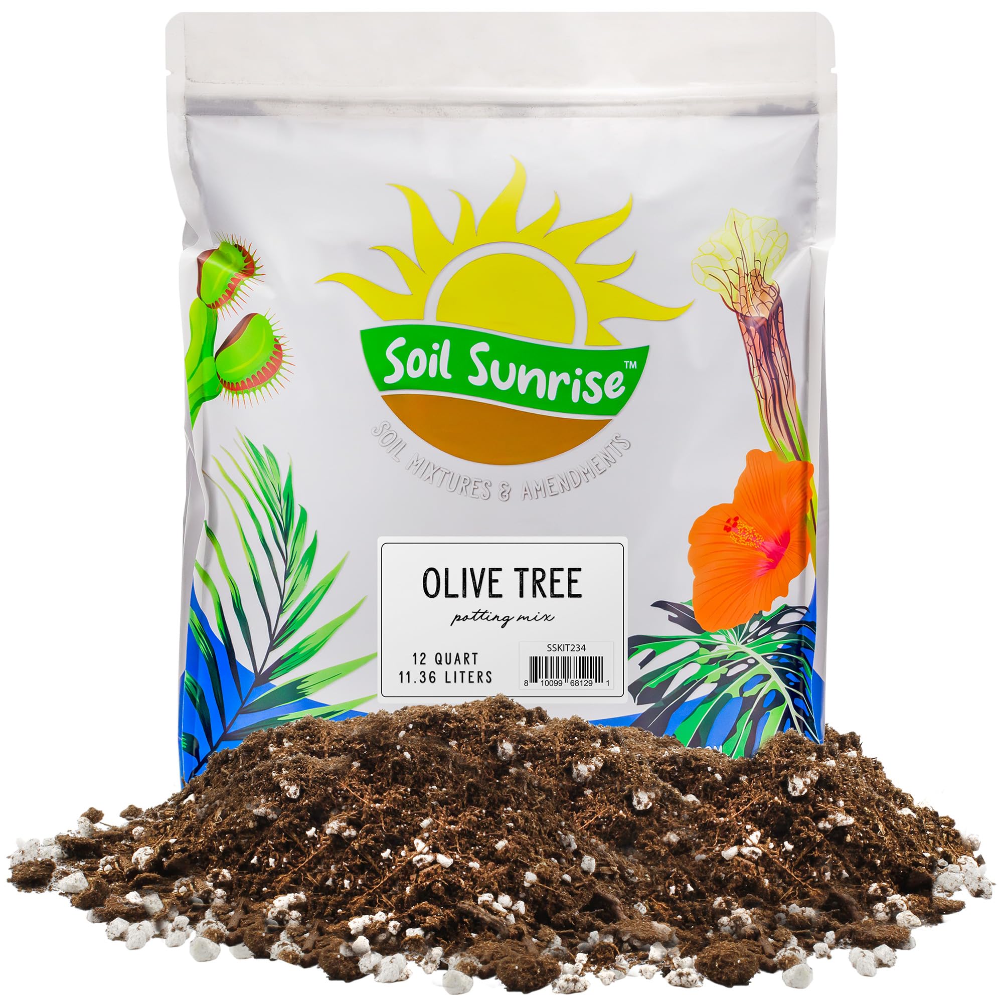 Soil Sunrise Olive Tree Potting Soil Mix bag closeup ideal for nutrient retention in containers