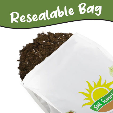 Soil Sunrise perlite and charcoal detail enhances drainage and aeration.