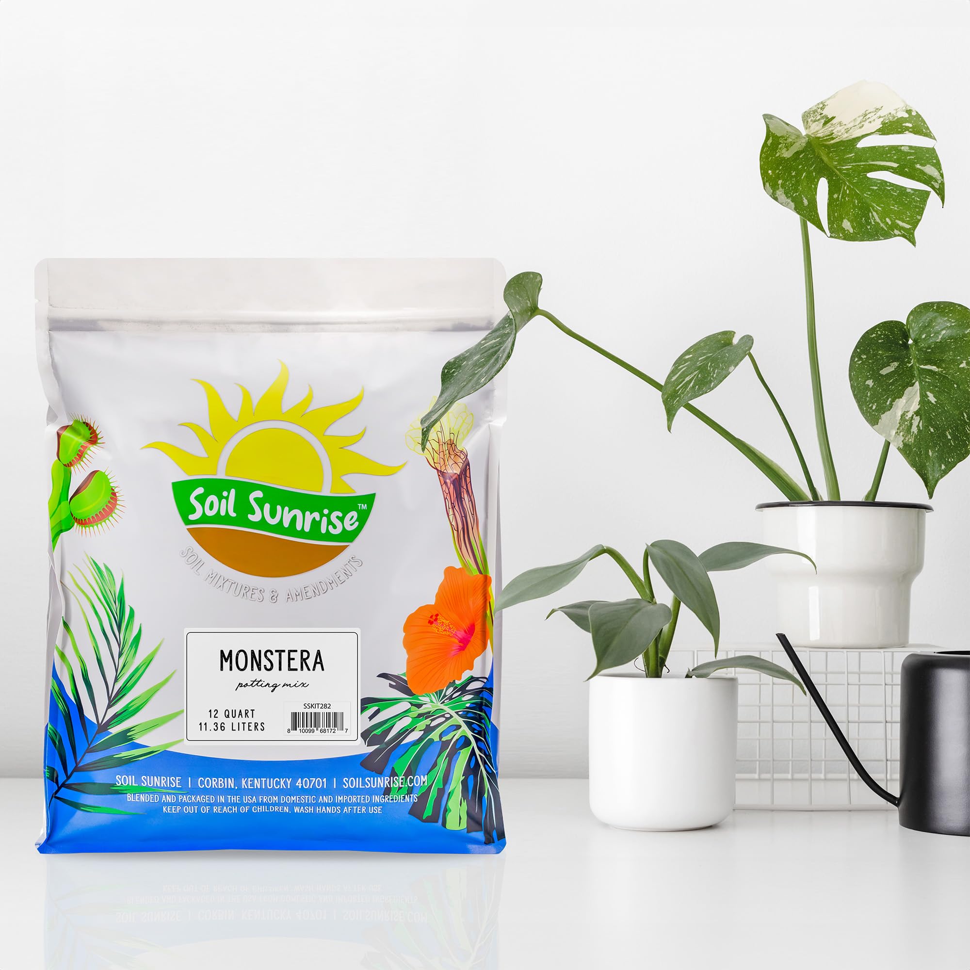 Soil Sunrise potting mix closeup reveals rich texture ideal for Monstera care.
