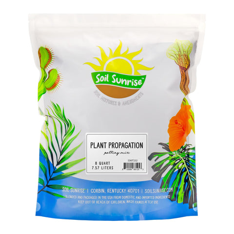 Soil Sunrise Propagation Mix 8qt bag front view for easy rooting of cuttings.
