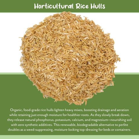 Soil Sunrise rice hulls 8 qt chicken nesting bedding stays dry and clean.