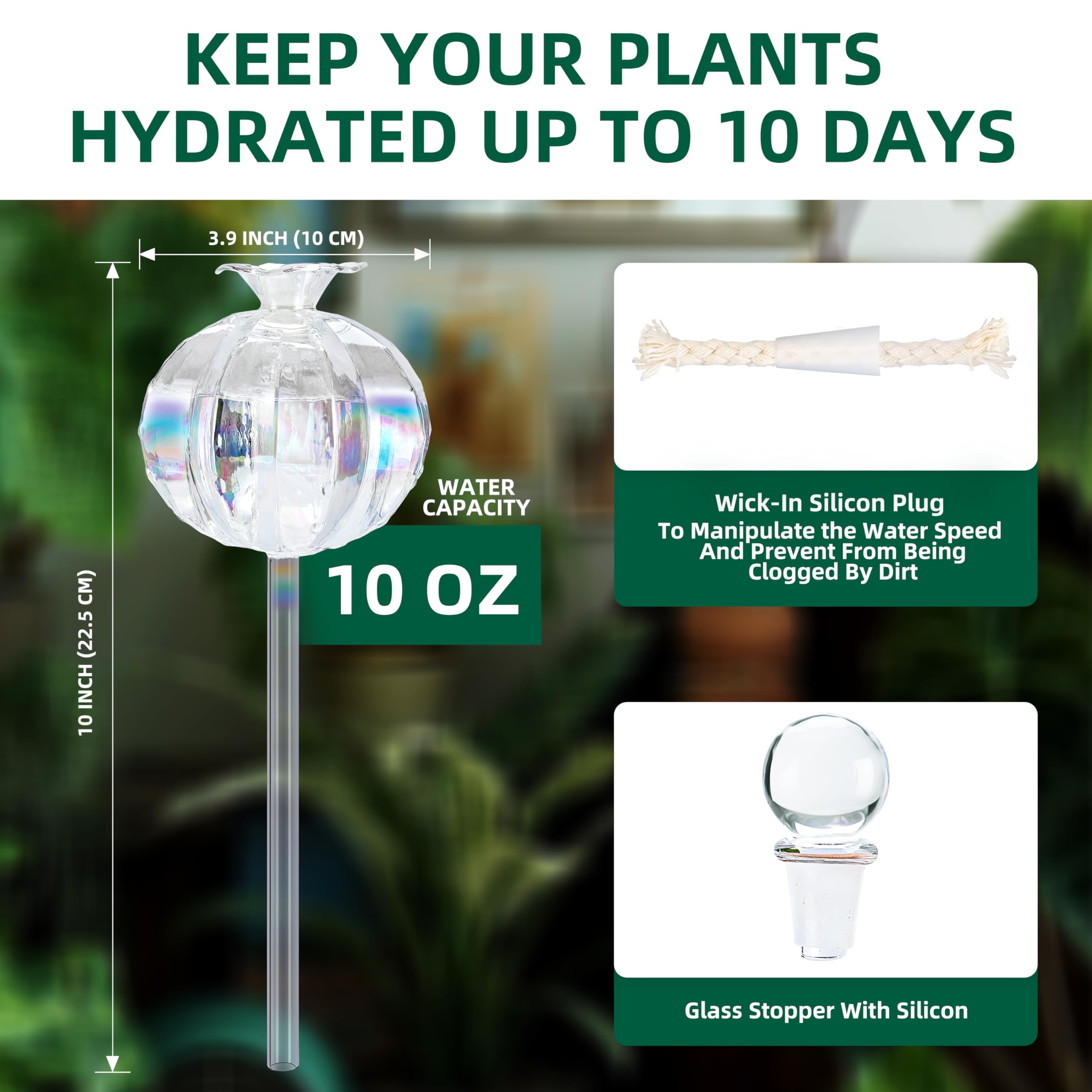 Soilagua iridescent glass water bulb delivers decorative moisture