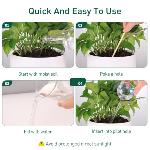 Soilagua watering globe delivering root-focused moisture to a plant