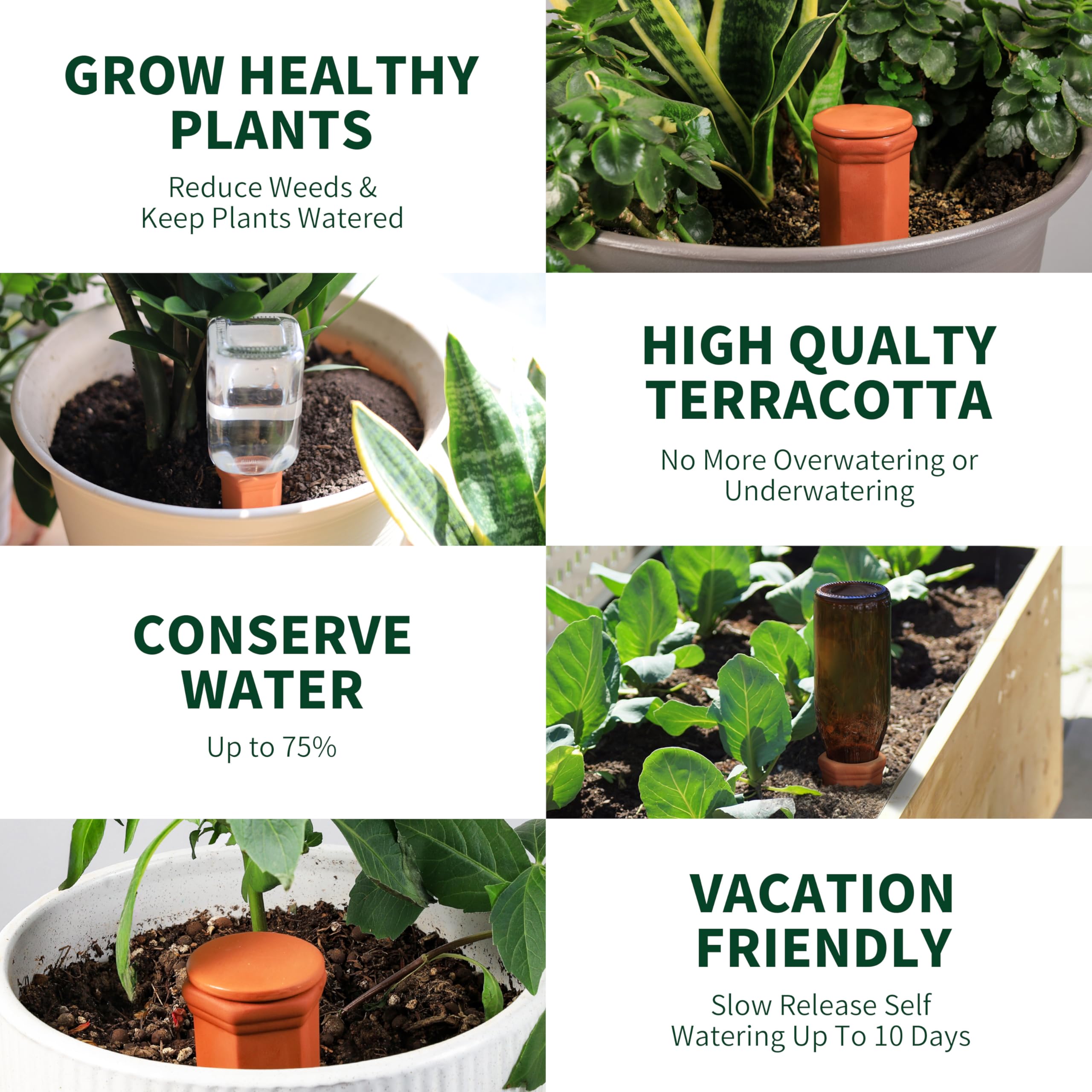 Soilagua outdoor planter with terracotta spikes in sun