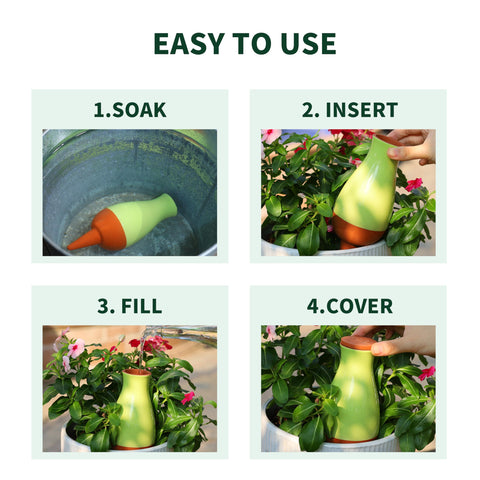 Soilagua self watering planter insert keeps pots hydrated while away