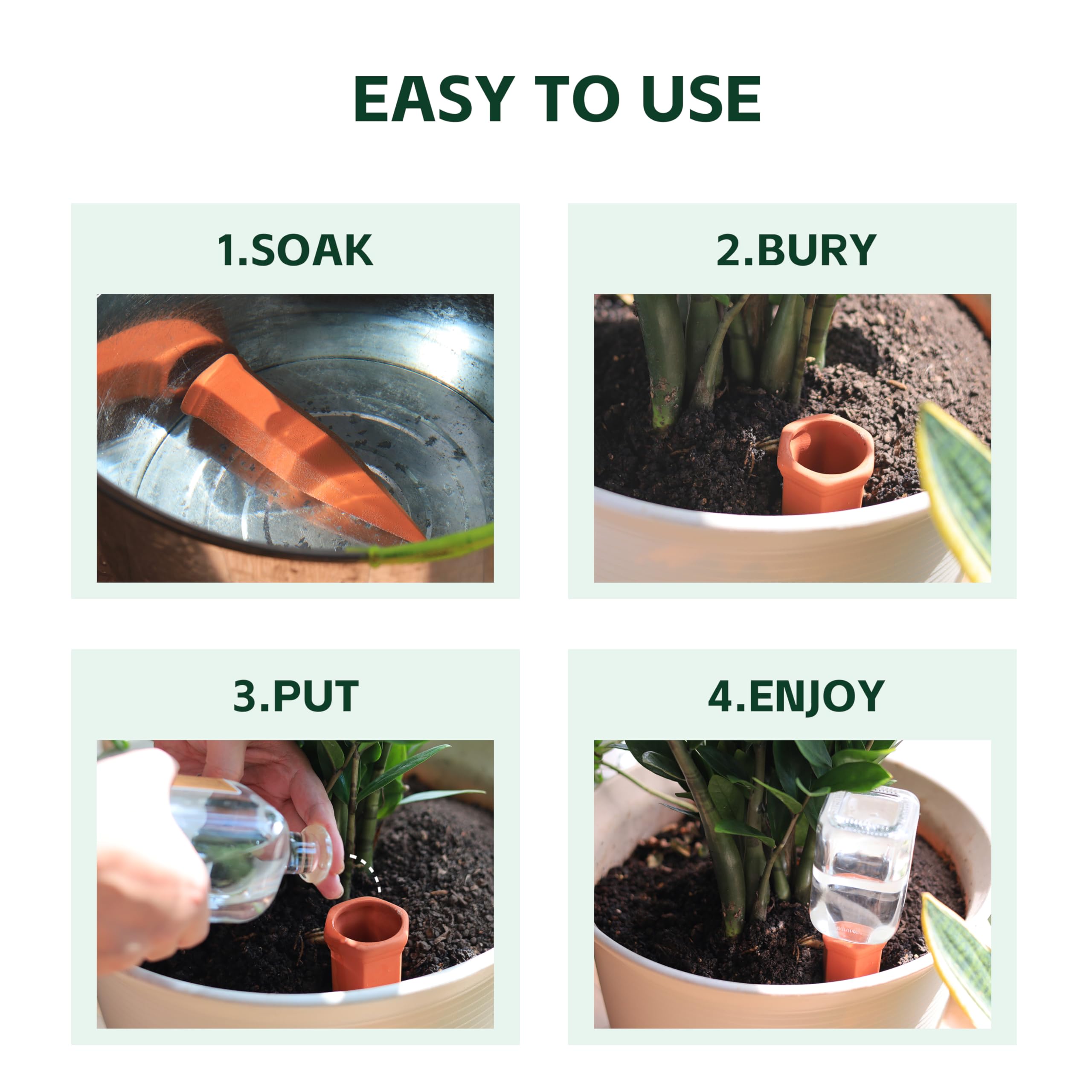 Soilagua spike in an outdoor planter illustrating hands-off hydration