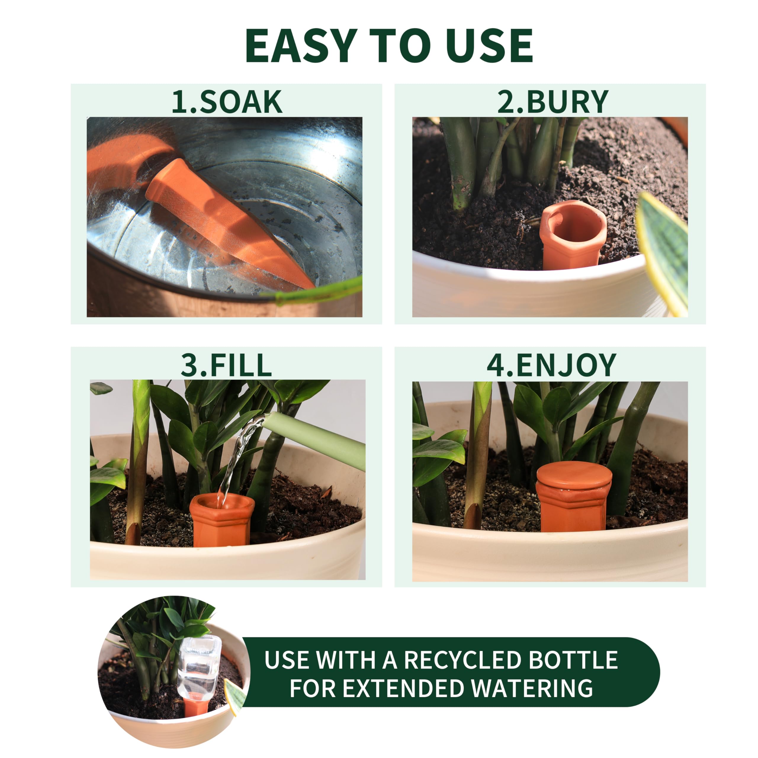 Soilagua refill using a bottle for slow release hydration