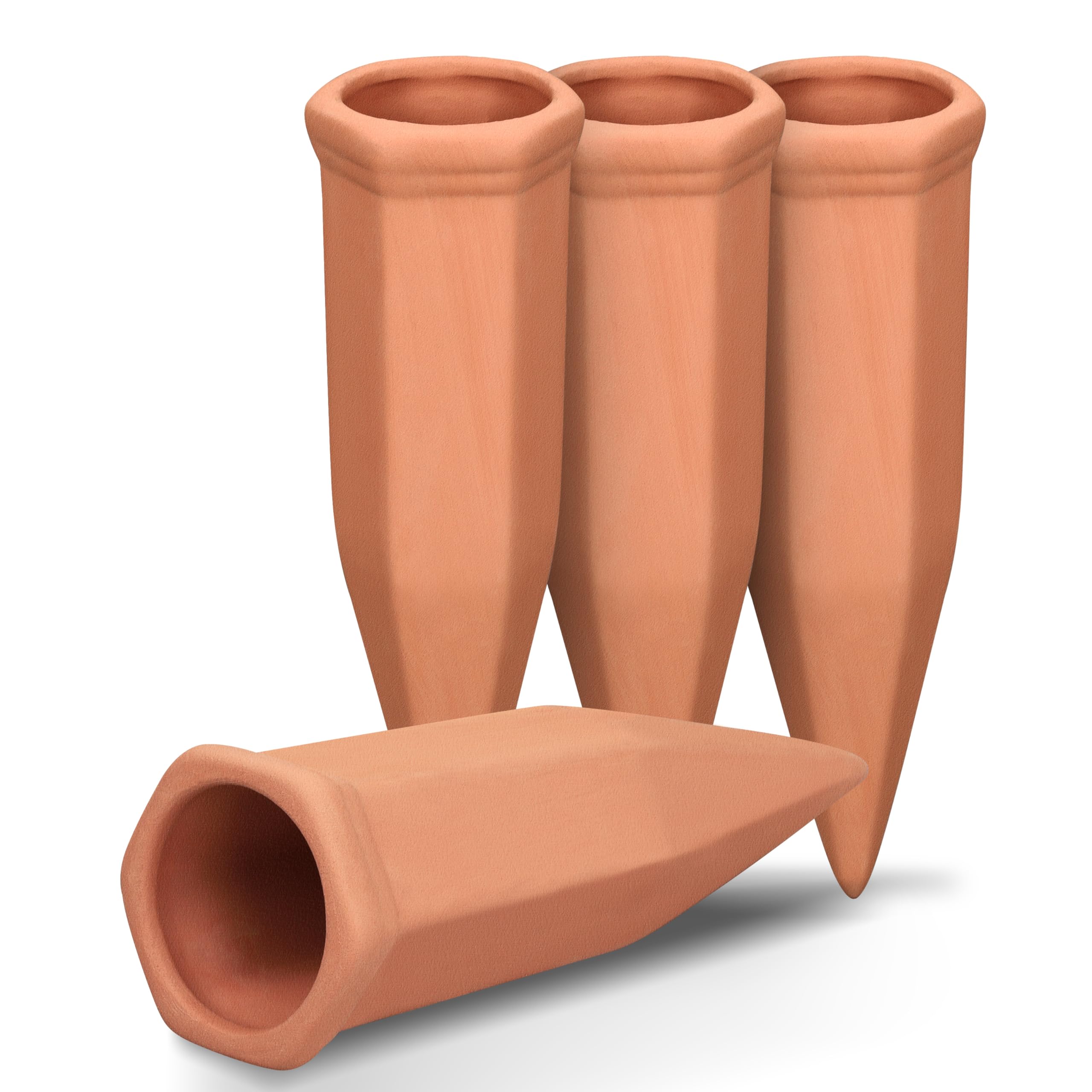 Soilagua terracotta watering spikes 4-pack for steady indoor plant hydration