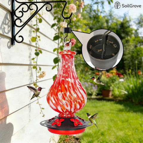 Durable glass and drainage holes ensure longevity outdoors.
