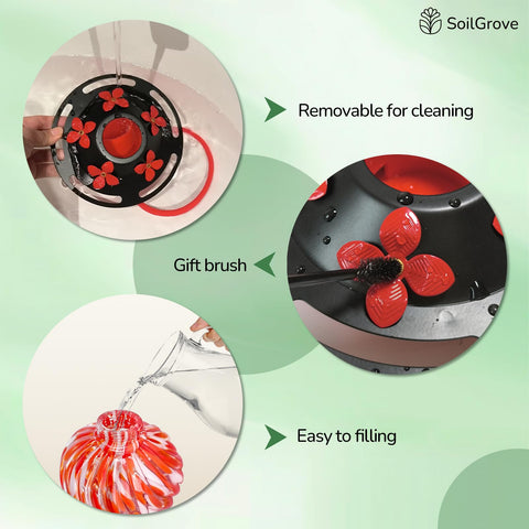 SOILGROVE hanging feeder with rust-resistant base protects seeds.