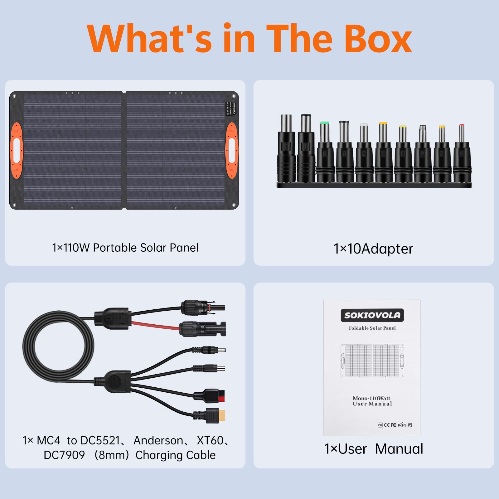 SOKIOVOLA solar panel compatible with Jackery, Bluetti and Anker stations