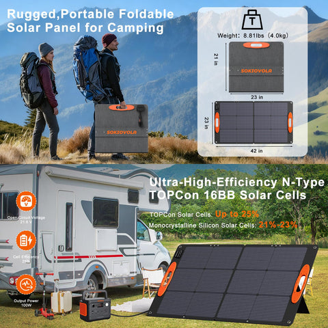 SOKIOVOLA N-Type 16BB 100W unfolded panel ready to capture sun