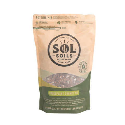 Sol Soils chunky houseplant mix bag for indoor use with fast drainage