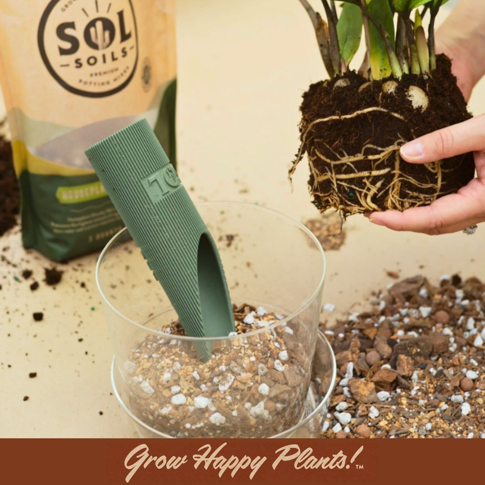 Sol Soils Granola Guy's scoop doubles as a home-use helper for pet bowls and seeds.