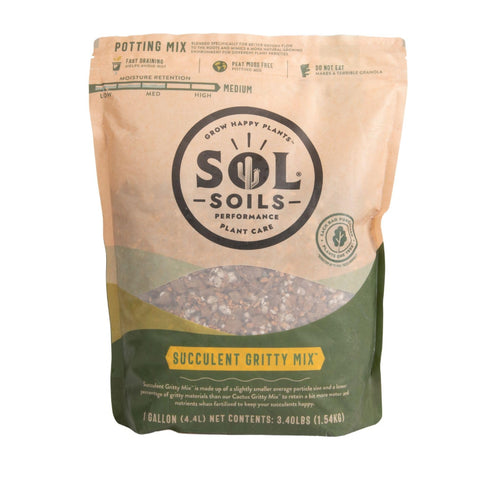 Sol Soils Succulent Gritty Mix bag close-up showing airy texture for healthy roots