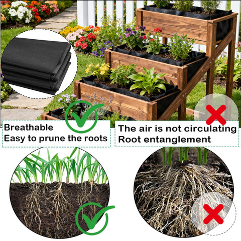 SolaceShine installation on a raised bed is quick and tidy with staples.