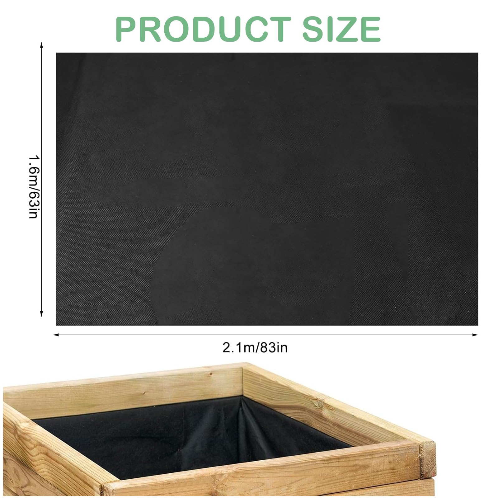 SolaceShine garden bed liner 63x83 inches promotes soil retention in larger planters.