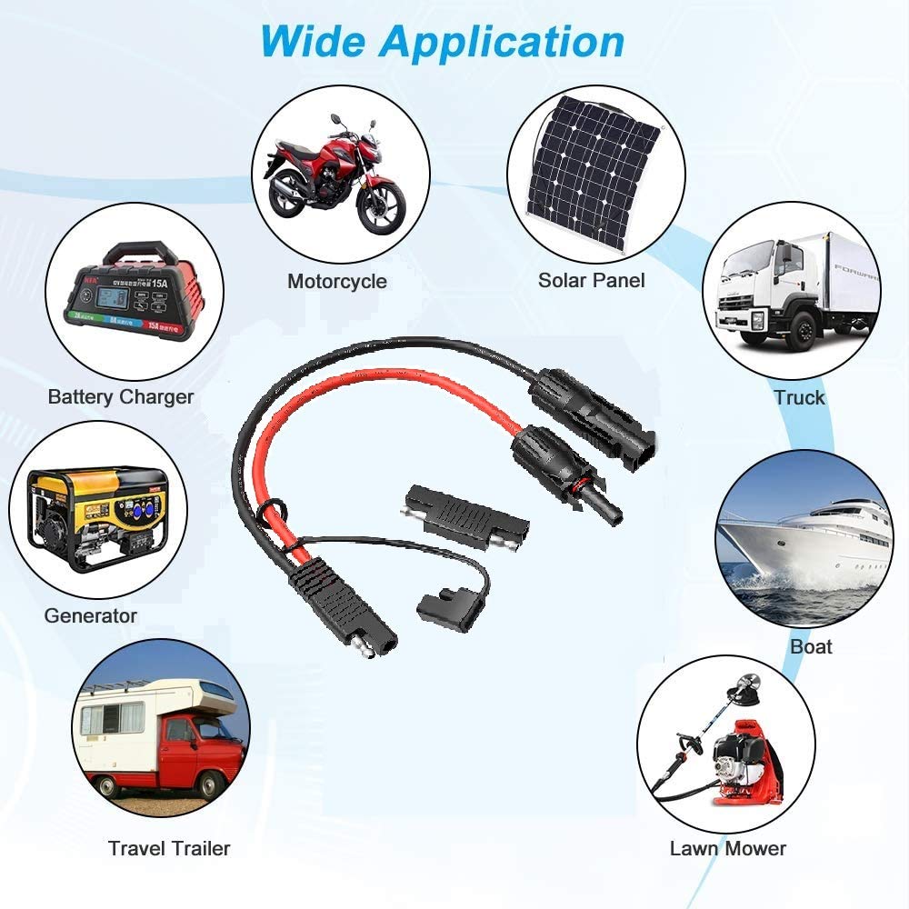 SolarEnz 10AWG extension cable reduces power loss over long connections.