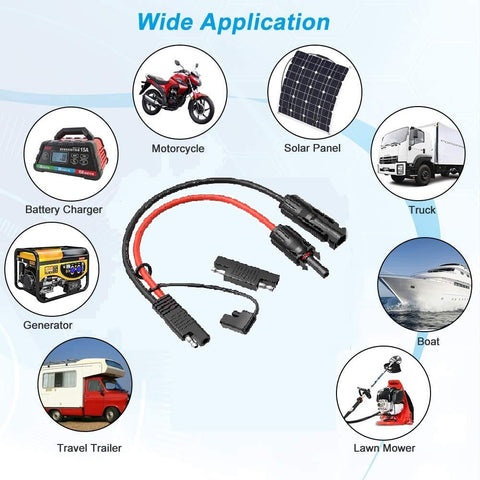 SolarEnz 10AWG extension cable reduces power loss over long connections.