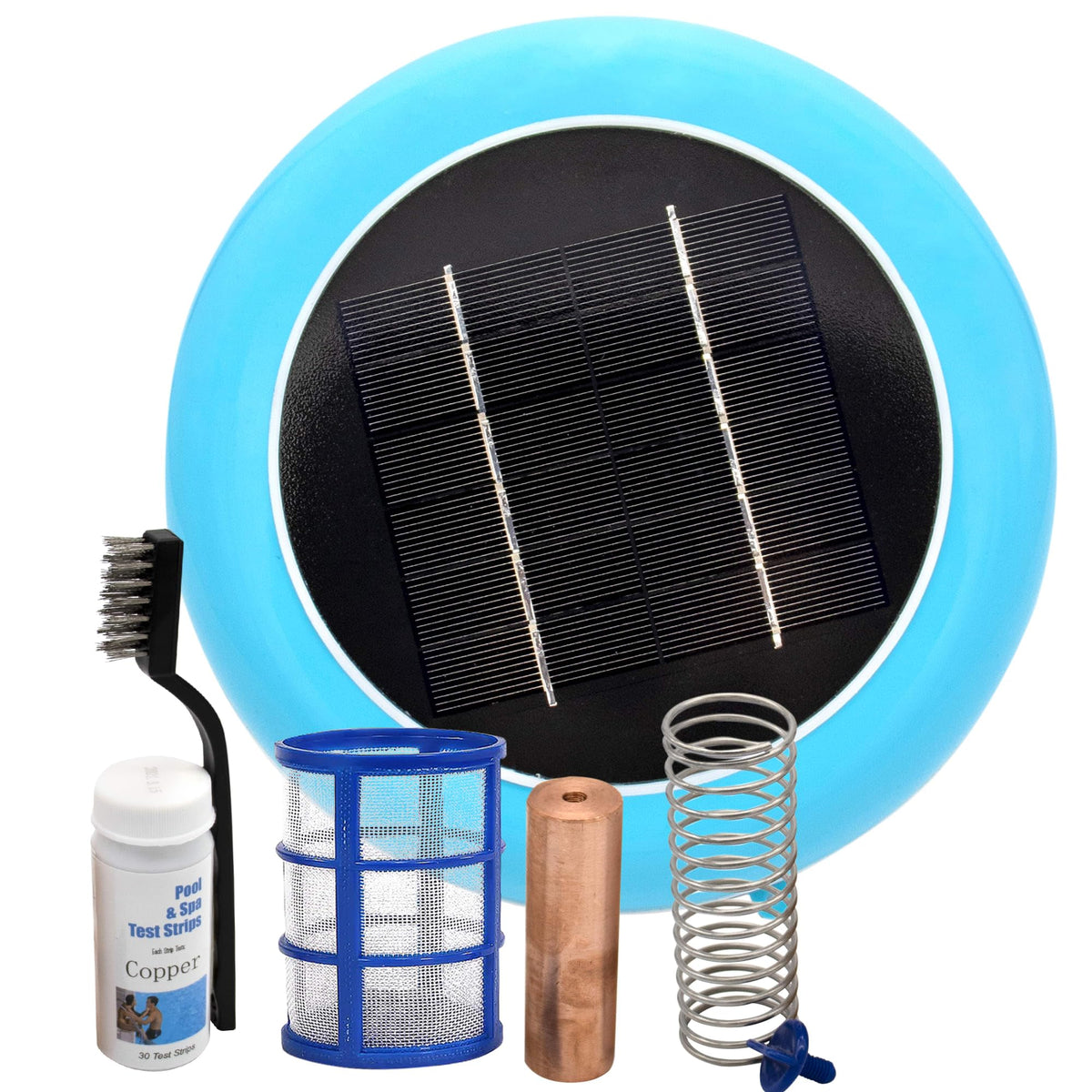 Solar Pool Ionizer floating unit on water improves clarity for pools up to 45,000 gallons.