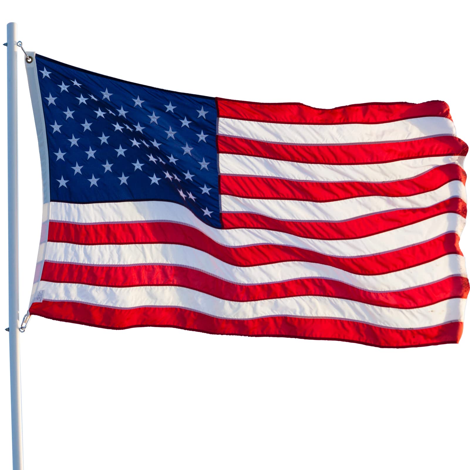 SolarStar outdoor-ready flag mounted on a flagpole for yard display.