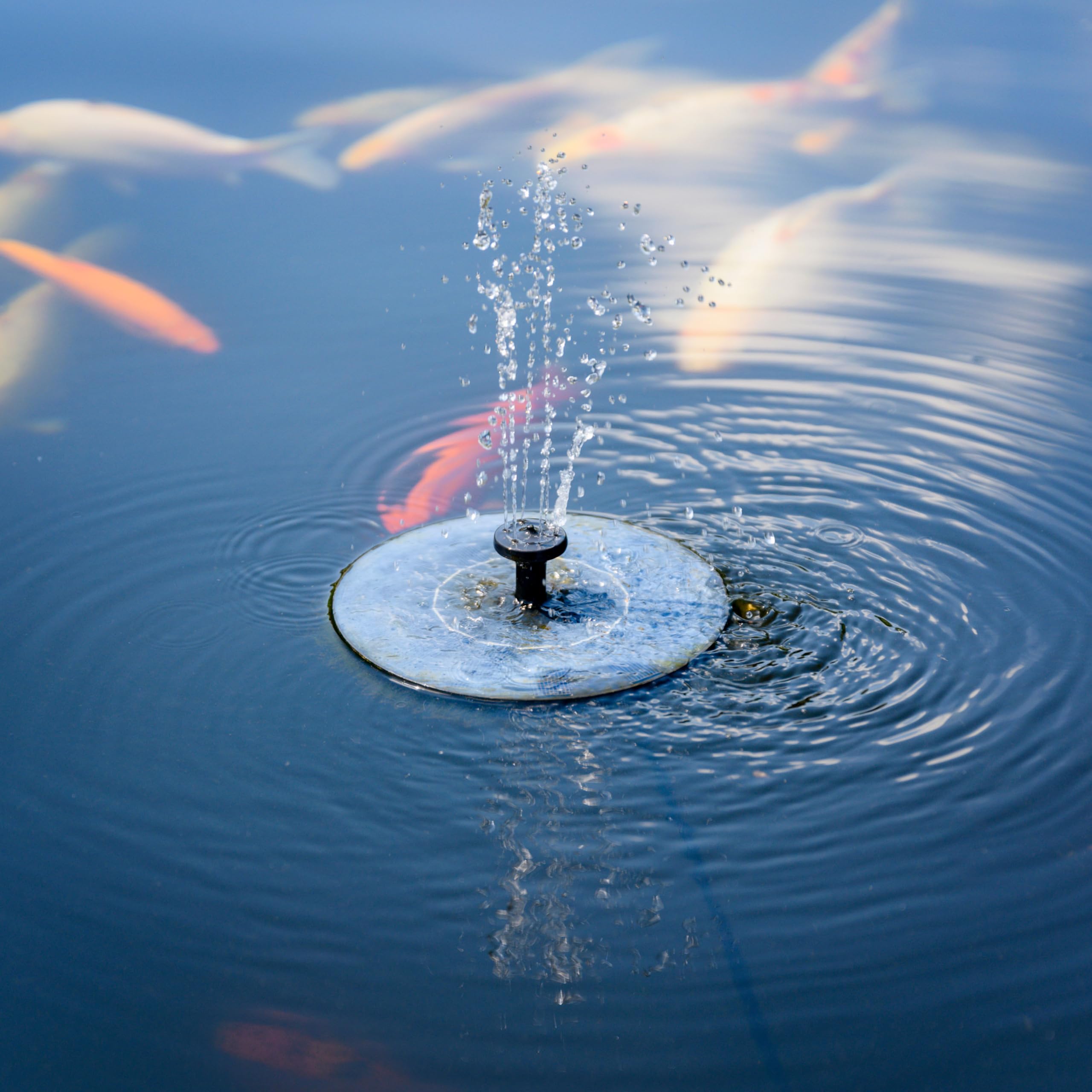 Solatec solar fountain pump powering a pond, delivering eco-friendly aeration and charm.