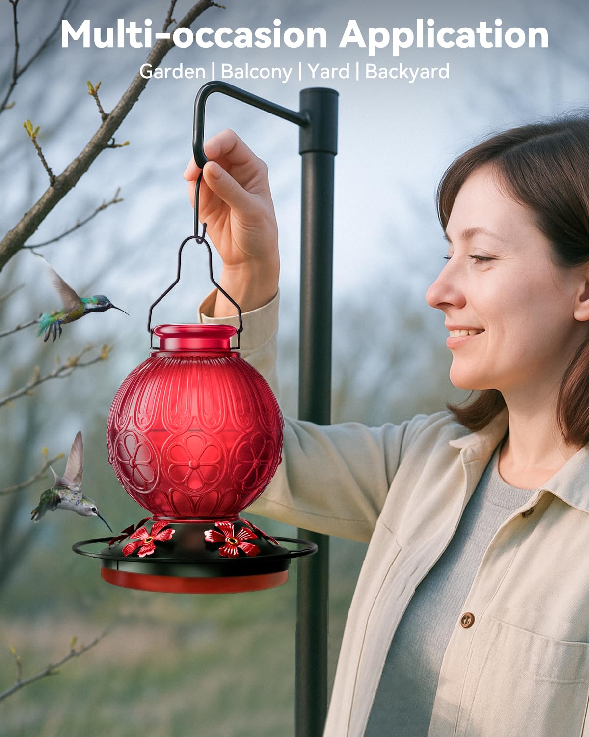 Solawngarden transparent bottle helps monitor nectar and plan refills.