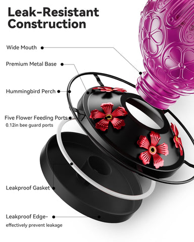Solawngarden hummingbird feeder with perch base for stable outdoor placement