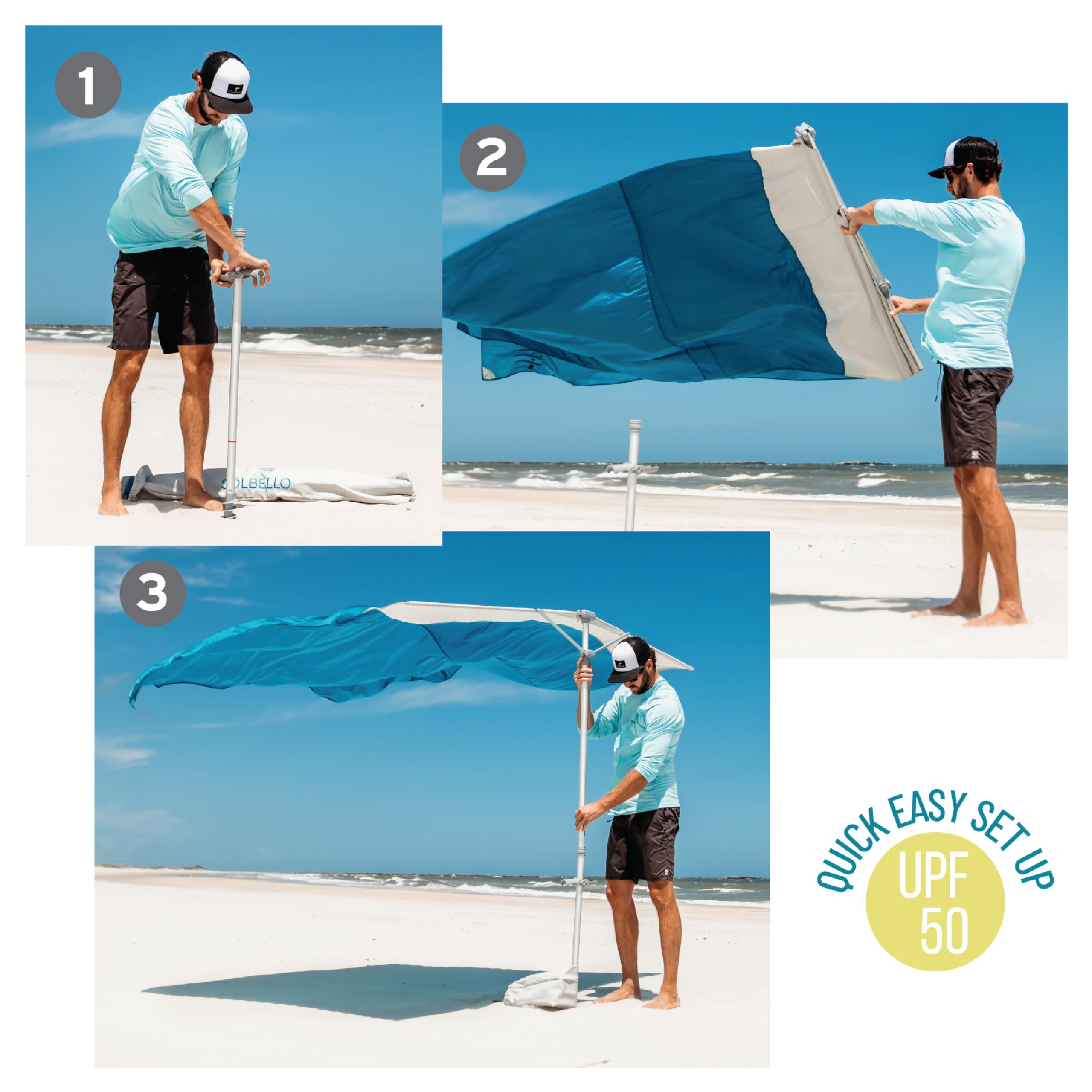 Solbello Shade includes No-Wind Kit for calmer, windless moments.