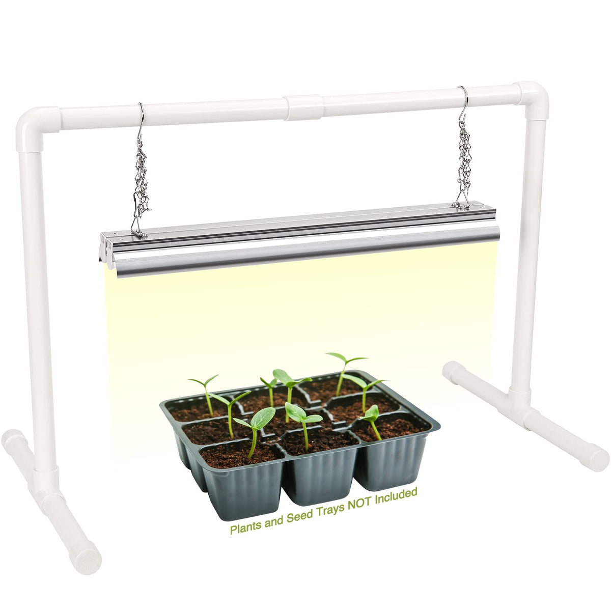 SOLIGT 2ft grow light stand enhances compact seed starting on a table