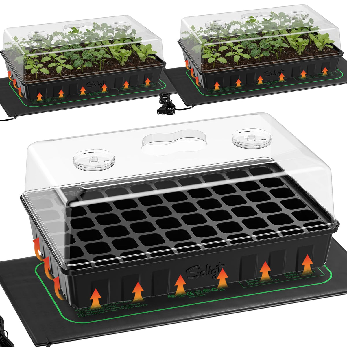 SOLIGT 3-set seed starter trays ready for germination