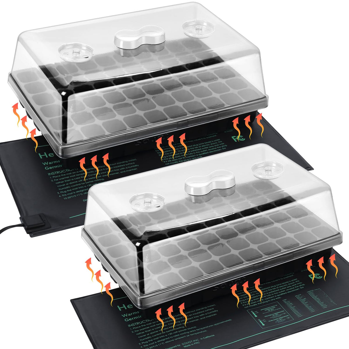 SOLIGT 60-cell seed starter tray with clear humidity dome supports controlled germination