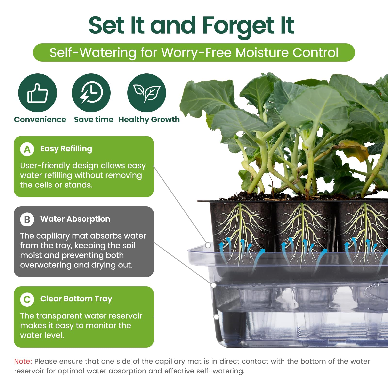 SOLIGT capillary mat demonstrates steady moisture for healthy seedlings.