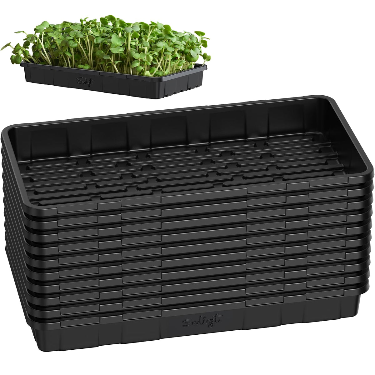 SOLIGT extra thick 1020 seed starting tray with no holes, durable and reusable.