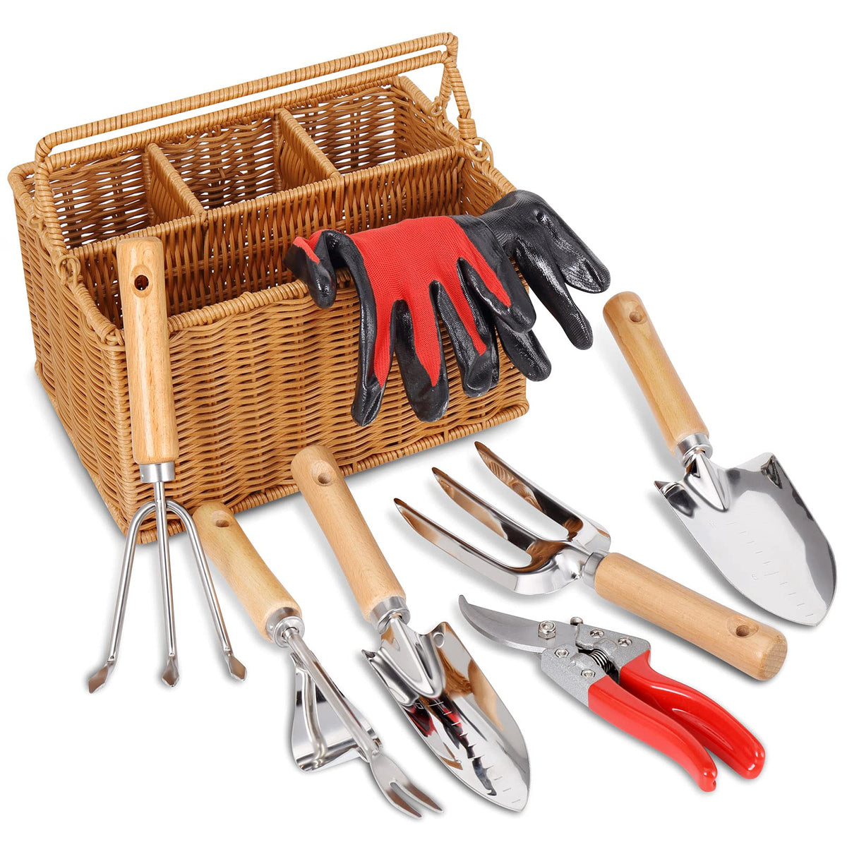 SOLIGT garden tools set with basket for organized storage and easy transport.