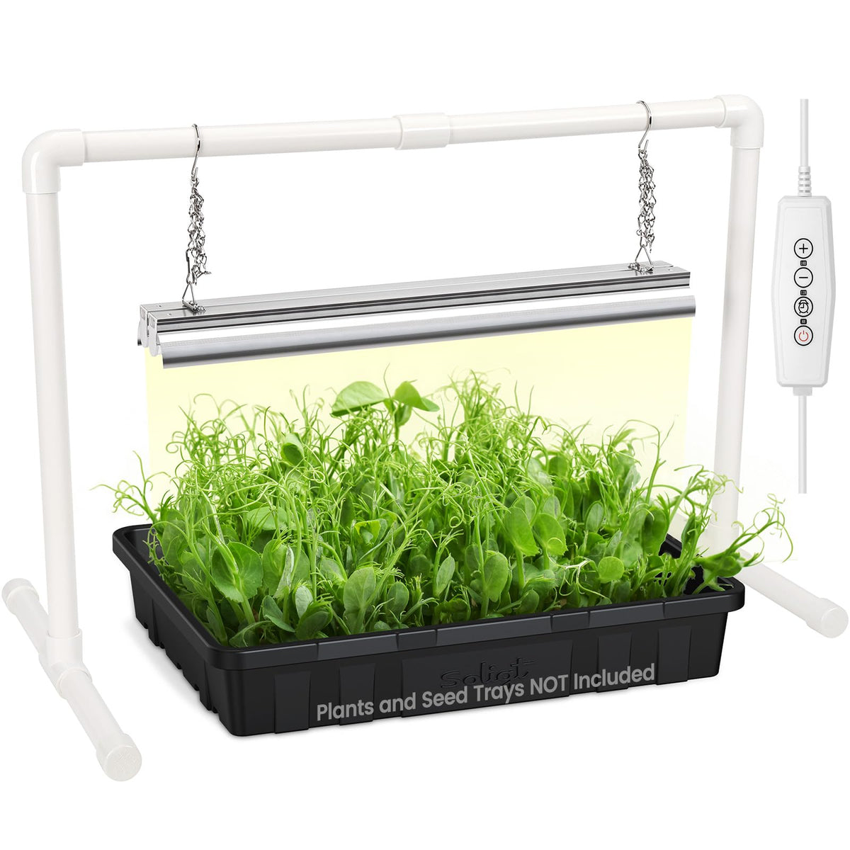 SOLIGT Grow Light 2ft full-spectrum for vibrant seedling growth.