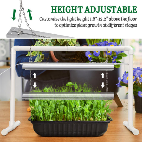 SOLIGT height-adjustable stand lets you set light height as plants grow.