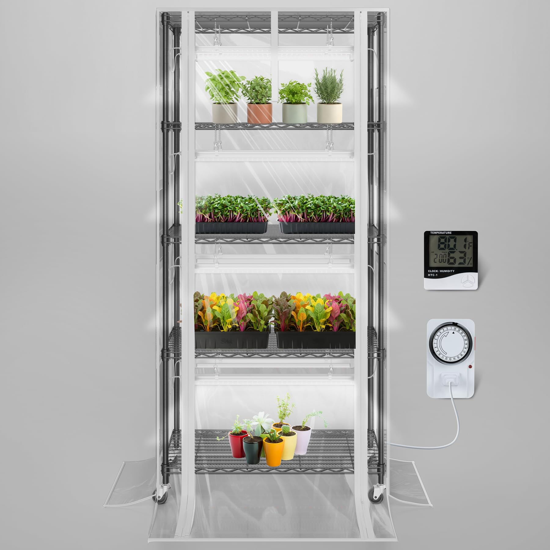 SOLIGT indoor greenhouse with 5-tier shelves for seed starting and plant organization