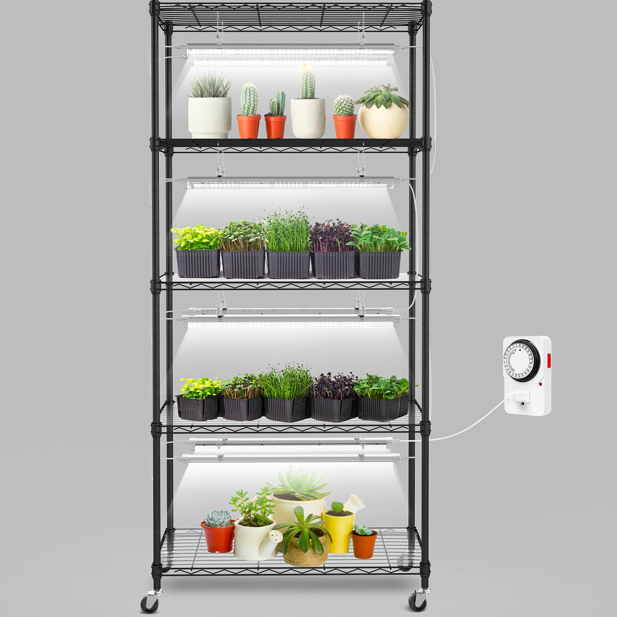 SOLIGT plant shelf with five tiers for compact indoor gardening
