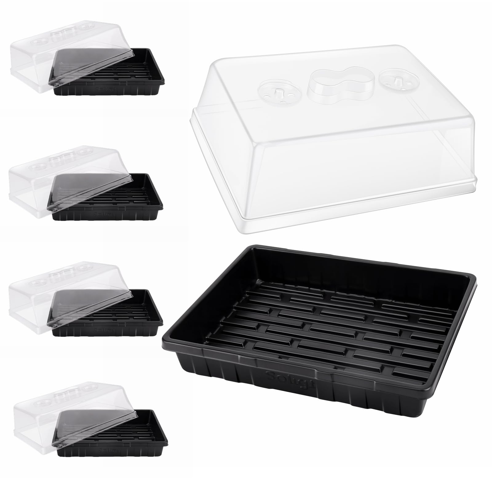 SOLIGT seed starter trays 5-set with domes for organized germination.