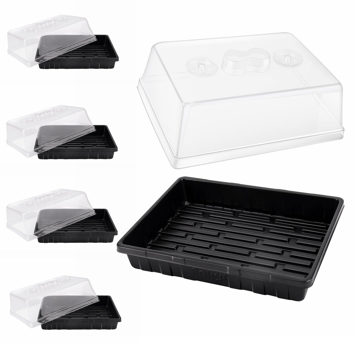 SOLIGT seed starter trays 5-set with domes for organized germination.