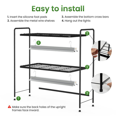 SOLIGT sturdy metal frame provides stable support for pots and seed trays.