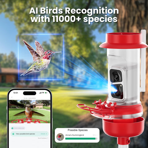 SOLIOM Hummingbird Feeder bee-proof ports deter intruders during feeding.