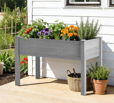 SoliWood grey cedar planter box exterior showcasing natural wood grain