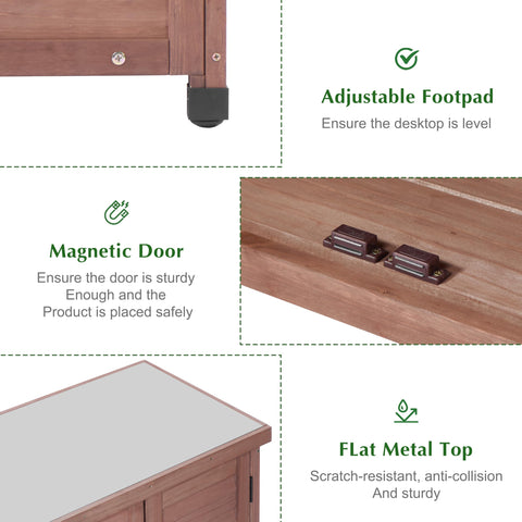 SoliWood wide metal-top workspace offers plenty of room for potting and prep.
