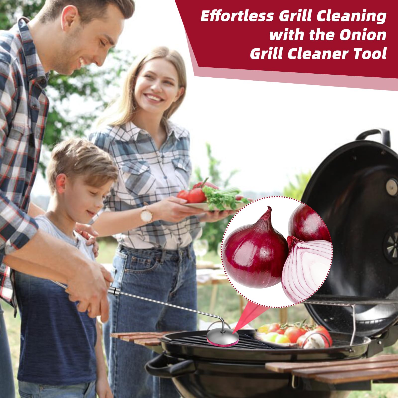 Solldgt grill cleaner with onion holder cup aids bristle-free cleaning after grilling