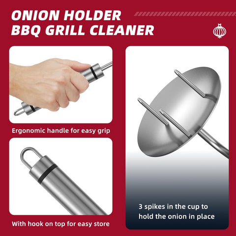 Solldgt onion-holder detachable cup design enables portable grill cleaning tool