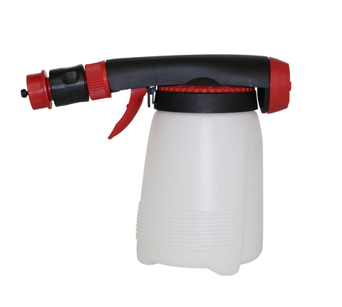 Solo 405-HE hose-end sprayer connected to bottle adapter for mess-free use.