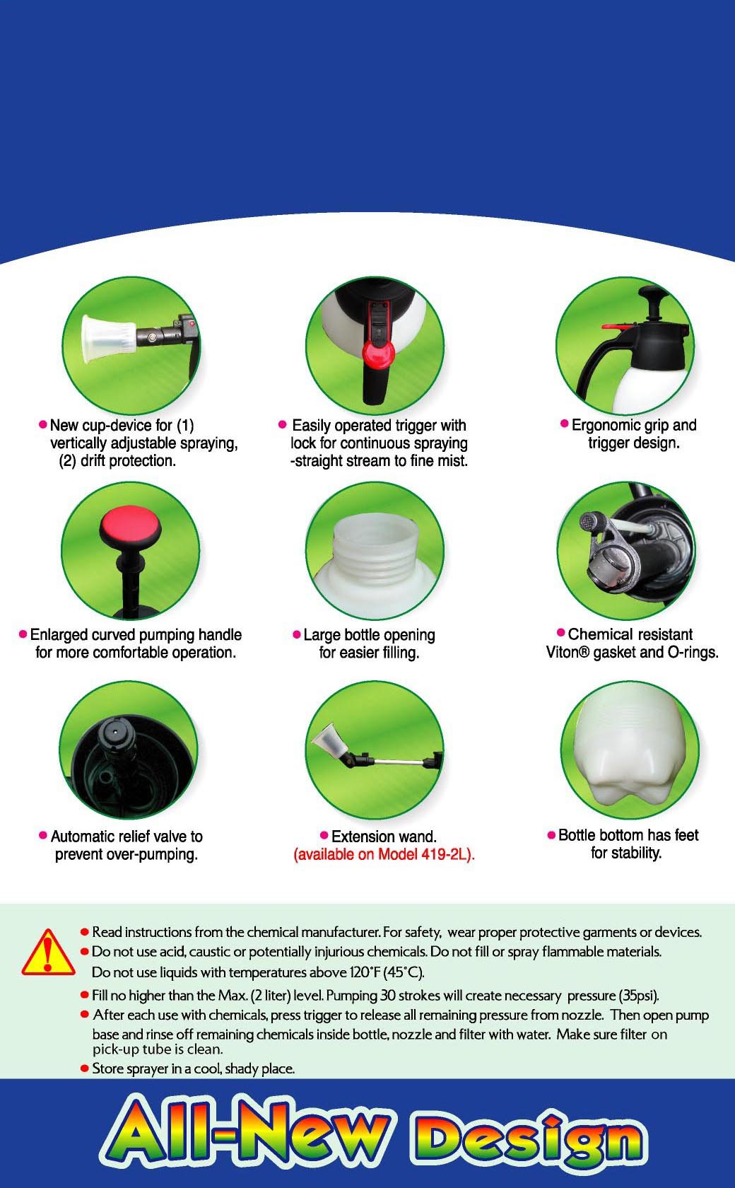 Solo 419 multi-directional nozzle adapts to any spray angle.